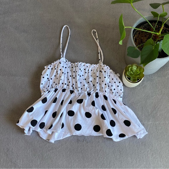 Topshop black and white polka dot tanktop size small - Picture 4 of 7